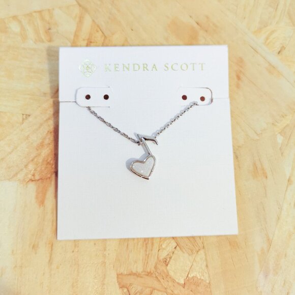 NEW Kendra Scott Ari Heart Music Note Drusy Necklace Silver - Picture 1 of 4